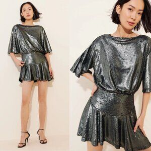 Free People Manuka Sequin Mini Silver Dress Size XS